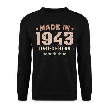 Hergestellt 1943 Geburtstagsgeschenk 1943 Jahrgang 1943 - Unisex Pullover - Schwarz - Vorne - Alina (178cm) & Michal (187cm)
