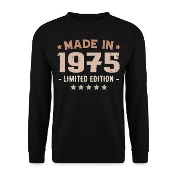Hergestellt im Jahr 1975 Jahrgang 1975 Jubiläumsgeschenk - Unisex Pullover - Schwarz - Vorne - Alina (178cm) & Michal (187cm)