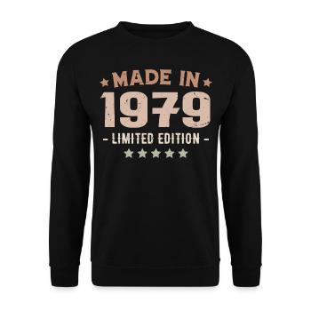 Hergestellt im Jahr 1979 Jubiläumsgeschenk 1979 Jahrgang 1979 - Unisex Pullover - Schwarz - Vorne - Alina (178cm) & Michal (187cm)