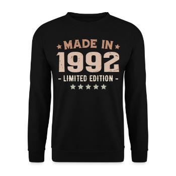 Baujahr 1992 Jubiläumsgeschenk 1992 Jahrgang 1992 - Unisex Pullover - Schwarz - Vorne - Alina (178cm) & Michal (187cm)