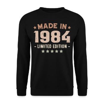 Baujahr 1984 Jubiläumsgeschenk 1984 Jahrgang 1984 - Unisex Pullover - Schwarz - Vorne - Alina (178cm) & Michal (187cm)