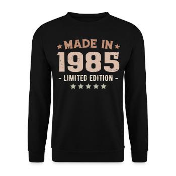 Hergestellt im Jahr 1985 Geburtstagsgeschenk 1985 Jahrgang 1985 - Unisex Pullover - Schwarz - Vorne - Alina (178cm) & Michal (187cm)