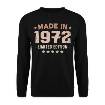 Hergestellt im Jahr 1972 Jubiläumsgeschenk 1972 Jahrgang 1972 - Unisex Pullover - Schwarz - Vorne - Alina (178cm) & Michal (187cm)