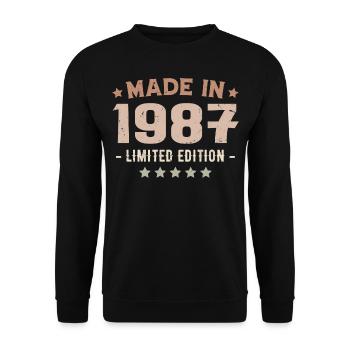 Hergestellt 1987 Geburtstagsgeschenk 1987 Jahrgang 1987 - Unisex Pullover - Schwarz - Vorne - Alina (178cm) & Michal (187cm)