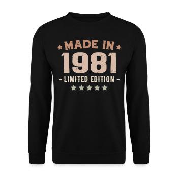 Hergestellt im Jahr 1981 Geburtstagsgeschenk 1981 Jahrgang 1981 - Unisex Pullover - Schwarz - Vorne - Alina (178cm) & Michal (187cm)