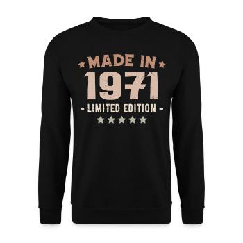 Baujahr 1971 Jubiläumsgeschenk 1971 Jahrgang 1971 - Unisex Pullover - Schwarz - Vorne - Alina (178cm) & Michal (187cm)