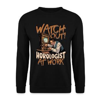 Watchmaker Watch out! Horologist At Work - Unisex Sweatshirt - black - Front - Alina (178cm) & Michal (187cm)