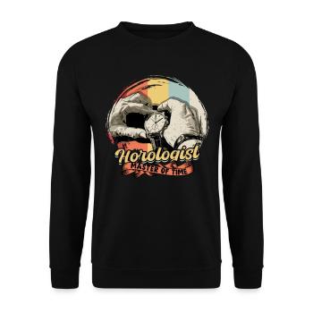 Uhrmacher Uhrmacherei Master Of Time - Unisex Pullover - Schwarz - Vorne - Alina (178cm) & Michal (187cm)