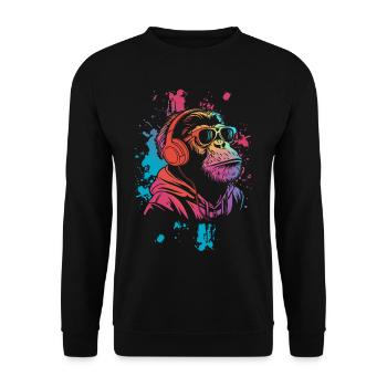 DJ Monkey monkey with headphones and sunglasses - Unisex Sweatshirt - black - Front - Alina (178cm) & Michal (187cm)
