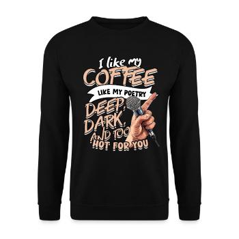 Poetry Slam J’aime mon café comme ma poésie - Sweat-shirt Unisexe - noir - Devant - Alina (178cm) & Michal (187cm)