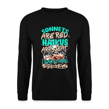 Poetry Slam Dichter Poetryslam - Unisex Pullover - Schwarz - Vorne - Alina (178cm) & Michal (187cm)