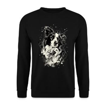 Border Collie Schäferhund | Hütehund - Unisex Pullover - Schwarz - Vorne - Alina (178cm) & Michal (187cm)