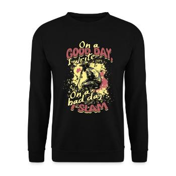 Poetry Slam Dichter Poetryslam - Unisex Pullover - Schwarz - Vorne - Alina (178cm) & Michal (187cm)
