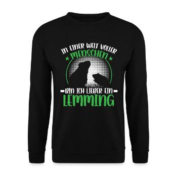 Lemming vole I'd rather be a lemming - Unisex Sweatshirt - black - Front - Alina (178cm) & Michal (187cm)