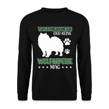 Wolfspitz ne fait pas confiance à Keeshond - Sweat-shirt Unisexe - noir - Devant - Alina (178cm) & Michal (187cm)