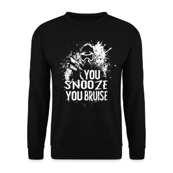 Paintball Spruch You Snooze You Bruise | Paintball - Unisex Pullover - Schwarz - Vorne - Alina (178cm) & Michal (187cm)