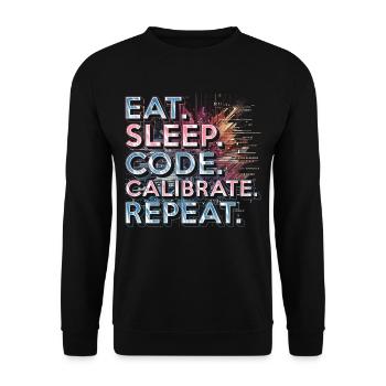 Robotics Engineer Eat Sleep Code Calibrate Repeat - Unisex Sweatshirt - black - Front - Alina (178cm) & Michal (187cm)