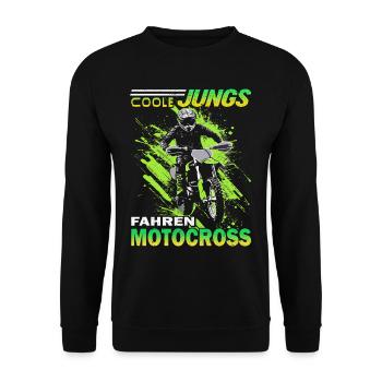 Motorrad Motocross und Dirtbike - Unisex Pullover - Schwarz - Vorne - Alina (178cm) & Michal (187cm)