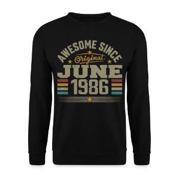 Juin 1986 Cadeau D’anniversaire Juin 1986 Juin - Sweat-shirt Unisexe - noir - Devant - Alina (178cm) & Michal (187cm)