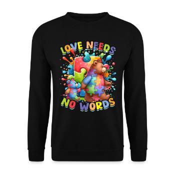 Autistic Autistic Autism Love Needs No Words - Unisex Sweatshirt - black - Front - Alina (178cm) & Michal (187cm)