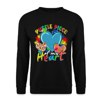 Autisme autiste : pièce de puzzle de mon cœur - Sweat-shirt Unisexe - noir - Devant - Alina (178cm) & Michal (187cm)