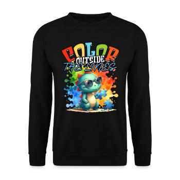 Autistic Autistic Autism Color outside the lines - Unisex Sweatshirt - black - Front - Alina (178cm) & Michal (187cm)