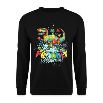 Autistic Autistic Autism Proudly unique - Unisex Sweatshirt - black - Front - Alina (178cm) & Michal (187cm)