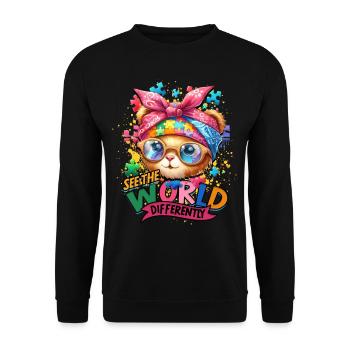 Autist Autismus See the world differently - Unisex Pullover - Schwarz - Vorne - Alina (178cm) & Michal (187cm)