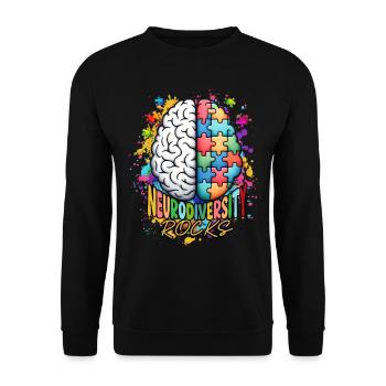 Autistic Autistic Autism Neurodiversity rocks - Unisex Sweatshirt - black - Front - Alina (178cm) & Michal (187cm)