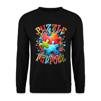 Autisme autiste Pièce de puzzle avec un but - Sweat-shirt Unisexe - noir - Devant - Alina (178cm) & Michal (187cm)
