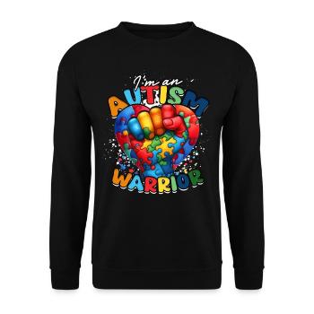 Autist Autismus I'm an autism warrior - Unisex Pullover - Schwarz - Vorne - Alina (178cm) & Michal (187cm)