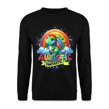 Autistic Autism Autistic and fantastic - Unisex Sweatshirt - black - Front - Alina (178cm) & Michal (187cm)