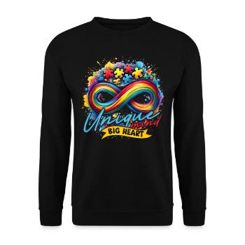 Autistic Autistic Autism Unique mind, big heart - Unisex Sweatshirt - black - Front - Alina (178cm) & Michal (187cm)