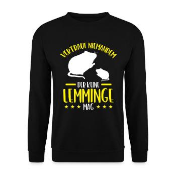 Lemming Don't Trust Vole Lemming - Unisex Sweatshirt - black - Front - Alina (178cm) & Michal (187cm)