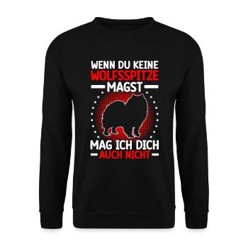 Wolfsspitz mag dich auch nicht Keeshond - Unisex Pullover - Schwarz - Vorne - Alina (178cm) & Michal (187cm)