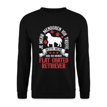 Flat Coated Retrievers like more - Unisex Sweatshirt - black - Front - Alina (178cm) & Michal (187cm)