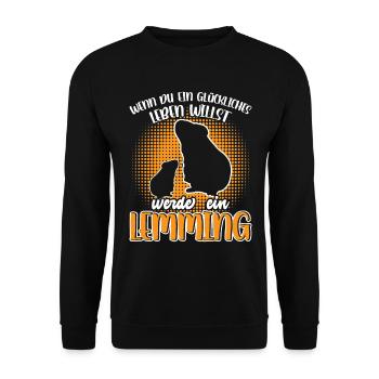 Lemming Vole Become a Lemming - Unisex Sweatshirt - black - Front - Alina (178cm) & Michal (187cm)