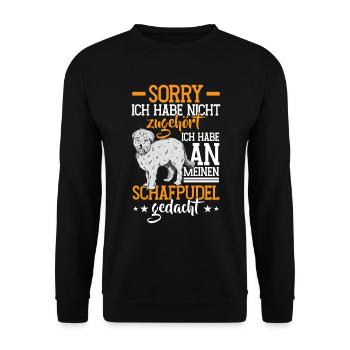 An Schafpudel gedacht Altdeutscher Hütehund - Unisex Pullover - Schwarz - Vorne - Alina (178cm) & Michal (187cm)