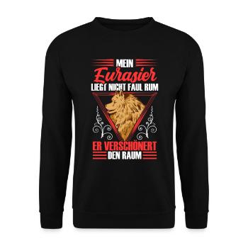 Eurasier beautifies the room Eurasian Spitz - Unisex Sweatshirt - black - Front - Alina (178cm) & Michal (187cm)