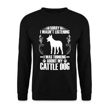 An Australian Cattle Dog gedacht Treibhund - Unisex Pullover - Schwarz - Vorne - Alina (178cm) & Michal (187cm)