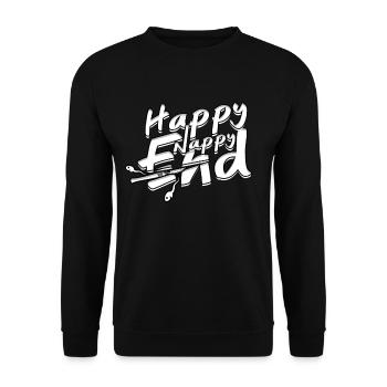 Vasectomy Happy Nappy End - Unisex Sweatshirt - black - Front - Alina (178cm) & Michal (187cm)
