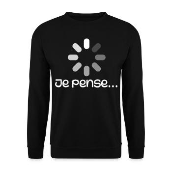 Grafisches Wort, denke ich - lustig - Unisex Pullover - Schwarz - Vorne - Alina (178cm) & Michal (187cm)
