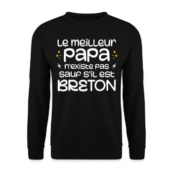 The best dad does not exist unless he is Breton - Unisex Sweatshirt - black - Front - Alina (178cm) & Michal (187cm)