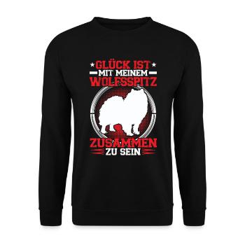 Bei meinem Wolfsspitz sein Keeshond - Unisex Pullover - Schwarz - Vorne - Alina (178cm) & Michal (187cm)