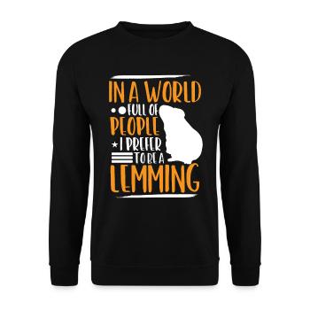 Lemming Vole I'd Rather Be a Lemming - Unisex Sweatshirt - black - Front - Alina (178cm) & Michal (187cm)