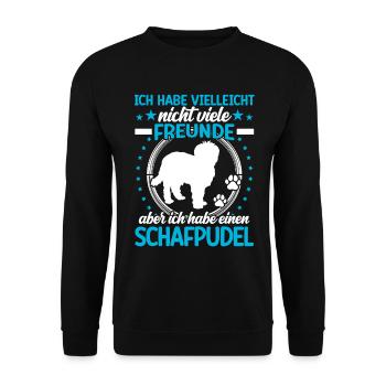Schafpudel ist mein Freund Hütepudel - Unisex Pullover - Schwarz - Vorne - Alina (178cm) & Michal (187cm)