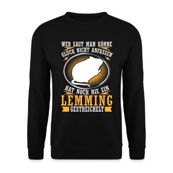 Lemming Petting Vole Lemming - Unisex Sweatshirt - black - Front - Alina (178cm) & Michal (187cm)
