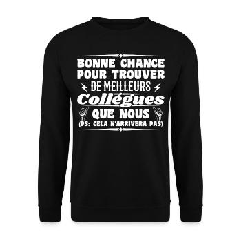 Colleague Colleagues Humor Gift Retirement - Unisex Sweatshirt - black - Front - Alina (178cm) & Michal (187cm)