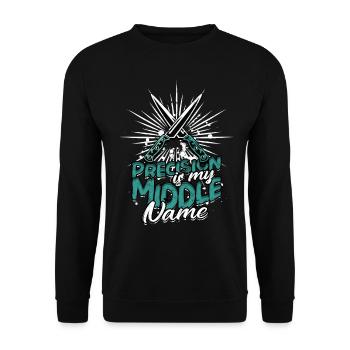 Knife Throw Precision Is My Middle Name - Unisex Sweatshirt - black - Front - Alina (178cm) & Michal (187cm)