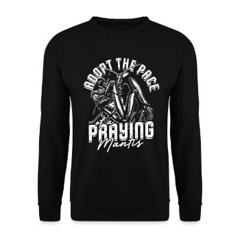 Gottesanbeterin Fangheuschrecken Fangschrecke - Unisex Pullover - Schwarz - Vorne - Alina (178cm) & Michal (187cm)